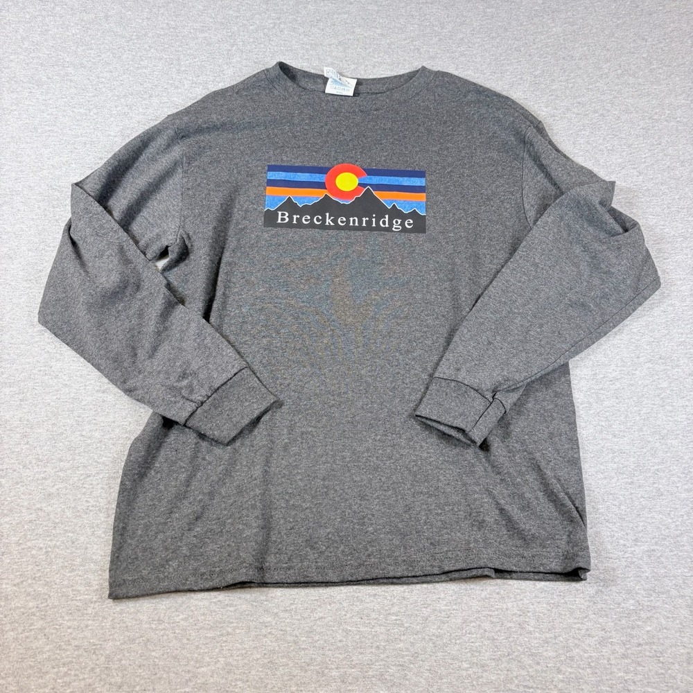 Breckenridge Colorado Long Sleeve Shirt Youth Medium Gray Graphic Tee - Picture 1 of 6